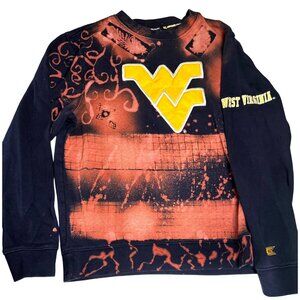 Vintage 90s West Virginia Mountaineers Bleach Dye Sweatshirt Size Lg Large Black